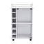 Chariot-bar, deux tablettes, six supports à vin intégrés, quatre roulettes - blanc