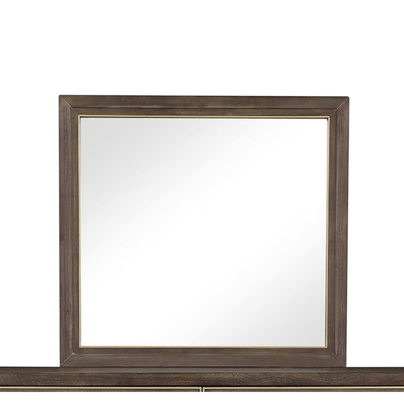Miroir sans assemblage, 29 po x 2 po x 36 po, placage moderne à motif noyer