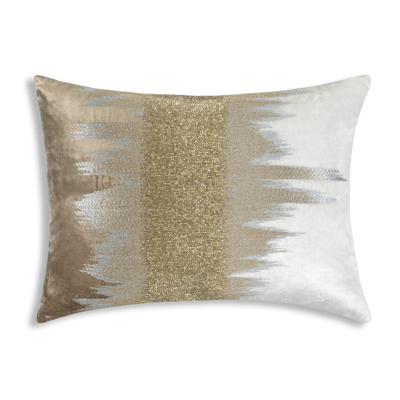 Coussin décoratif en velours brodé avec perles pour fauteuil de Cloudah Design 20 po x 14 po Cloud9 Design Mira, Blanc