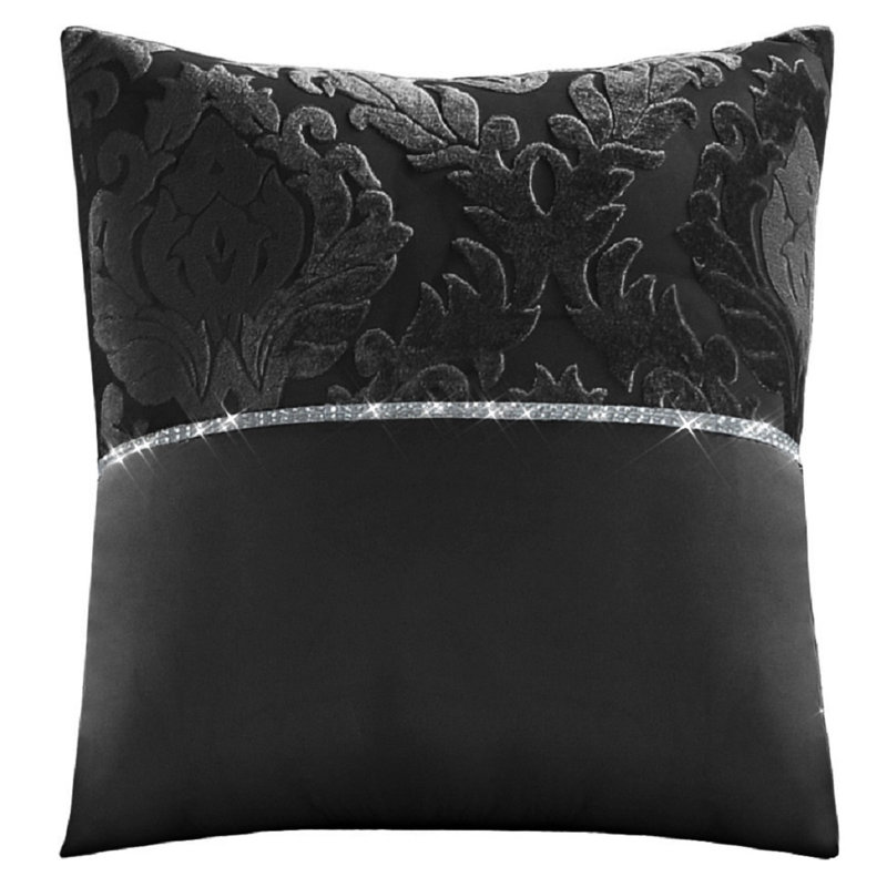 Adonica Damask Square Throw Cushion Cover, Black