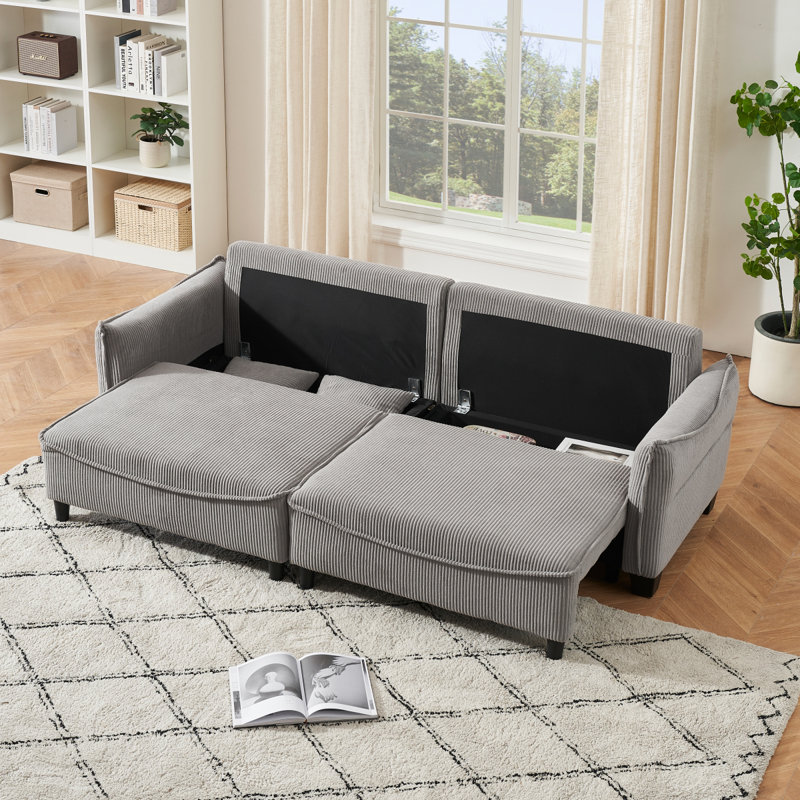 Canapé moderne en tissu de velours côtelé 2345, le canapé peut être converti en canapé-lit avec deux coussins décoratifs, convenant à d'autres décors