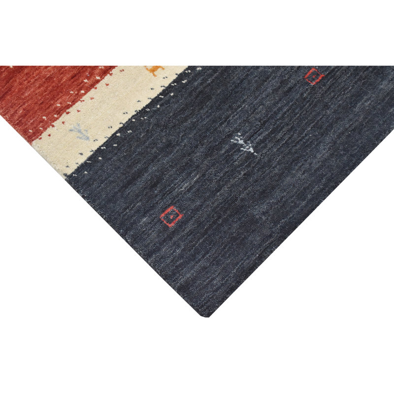 Handmade Wool Striped Area Rug, Runner 2'6" x 8'