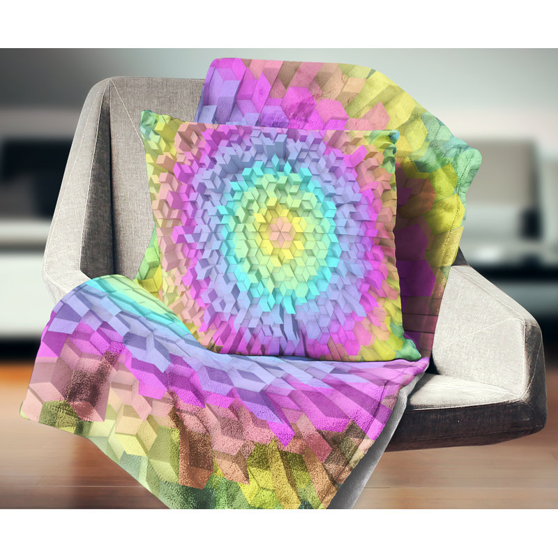 Vue de formes géométriques colorées - coussin imprimé abstrait, 18 po x 18 po, Coussin décoratif