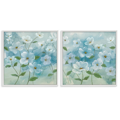  Blue & White Apple Blossoms 2 PC Giclee Art Set by Nan