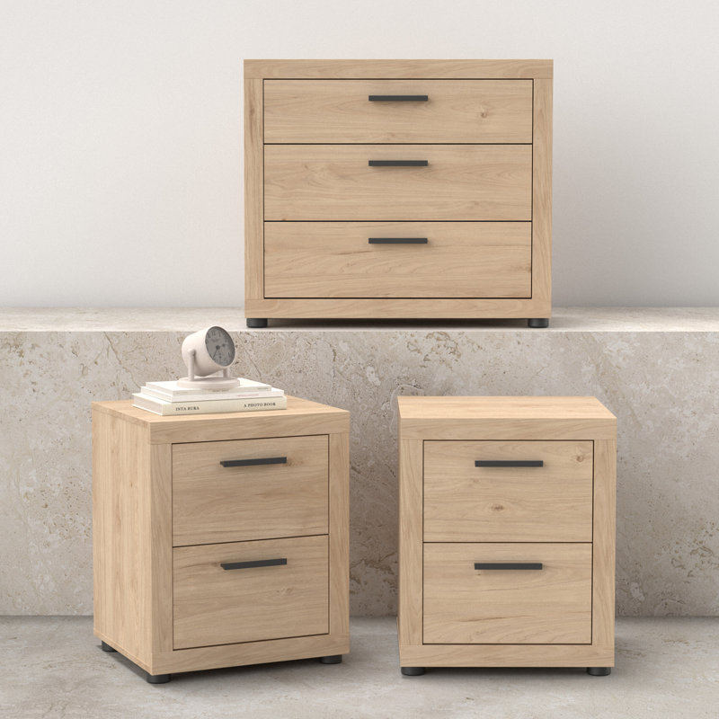 Ensemble de chambre à coucher 3 pièces - Commode et table de chevet R camion, 3 pièces : commode basse, 2 tables de chevet