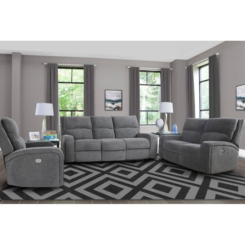 Fauteuil inclinable électrique 39 po avec port USB Aviezri, Tweed gris