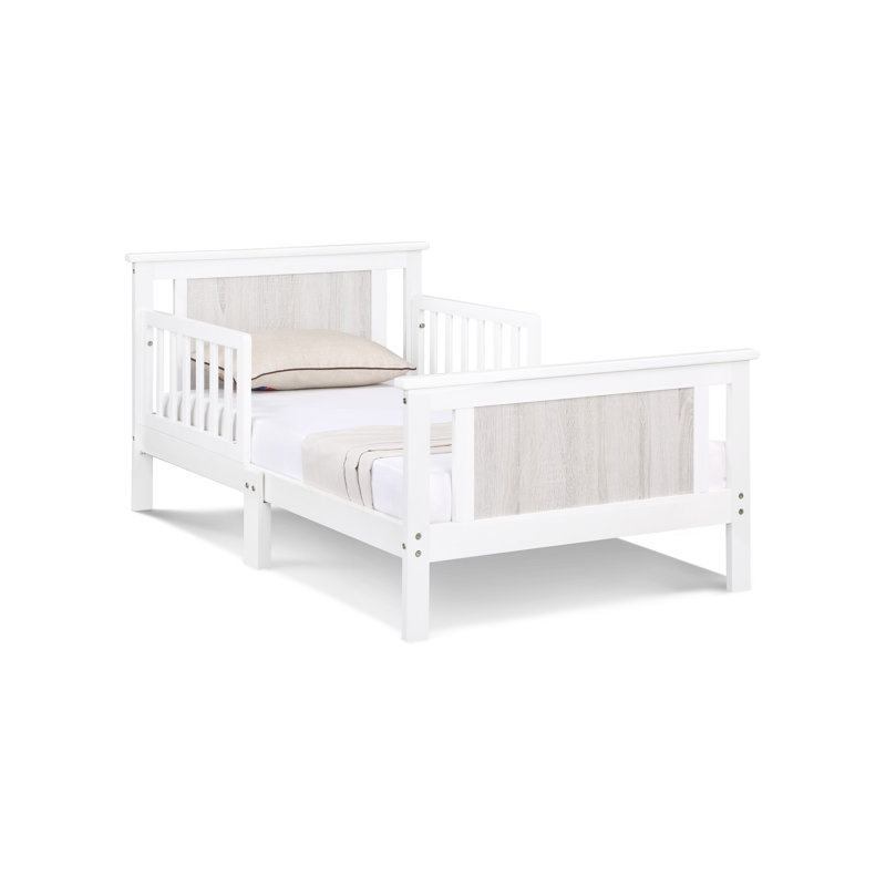 Connelly Toddler Bed and Nightstand Bundle, White, White