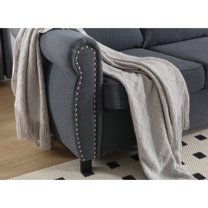 Asalia Upholstered Sectional, Asalia Dark Gray Polyester