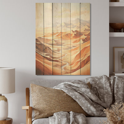 Désert du désert, minimalisme, étreinte - Art mural en bois minimaliste sur bois de pin naturel