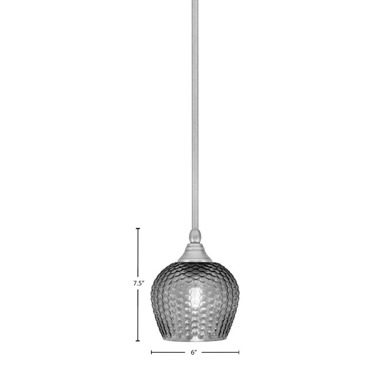 Stem Hung Mini Pendant With 6" Glass, Smoke