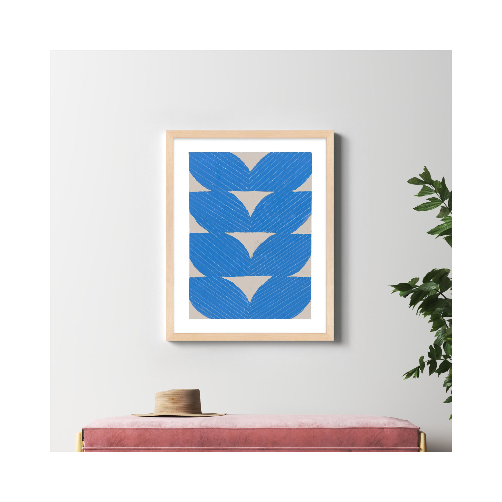 Blue Chevron by Andrea Stokes, 38" H x 30" W x 1.25" D, Brown