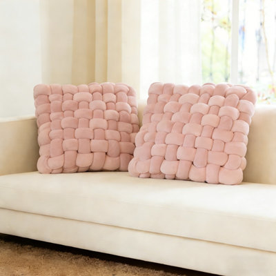 2 Pcs Soft Velvet Knot Square Pillows