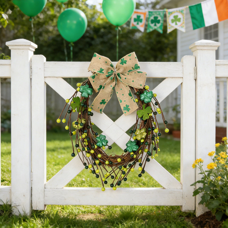 Couronne de Noël à trèfles à quatre feuilles pour la Saint-Patrick