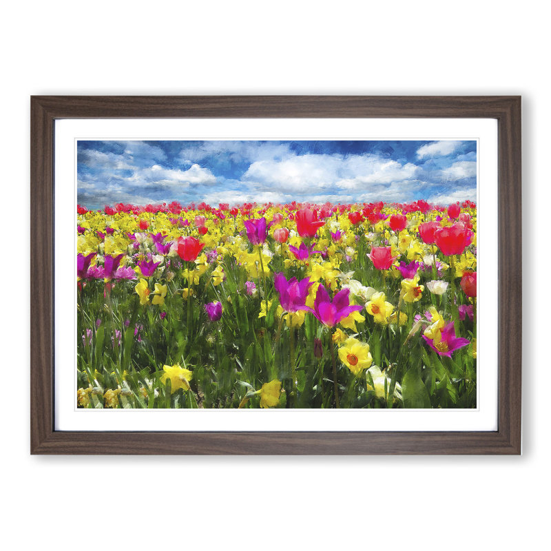 Meadow of Flowers - Picture Frame Graphic Art, Walnut Framed, 48cm H x 65cm W x 2cm D