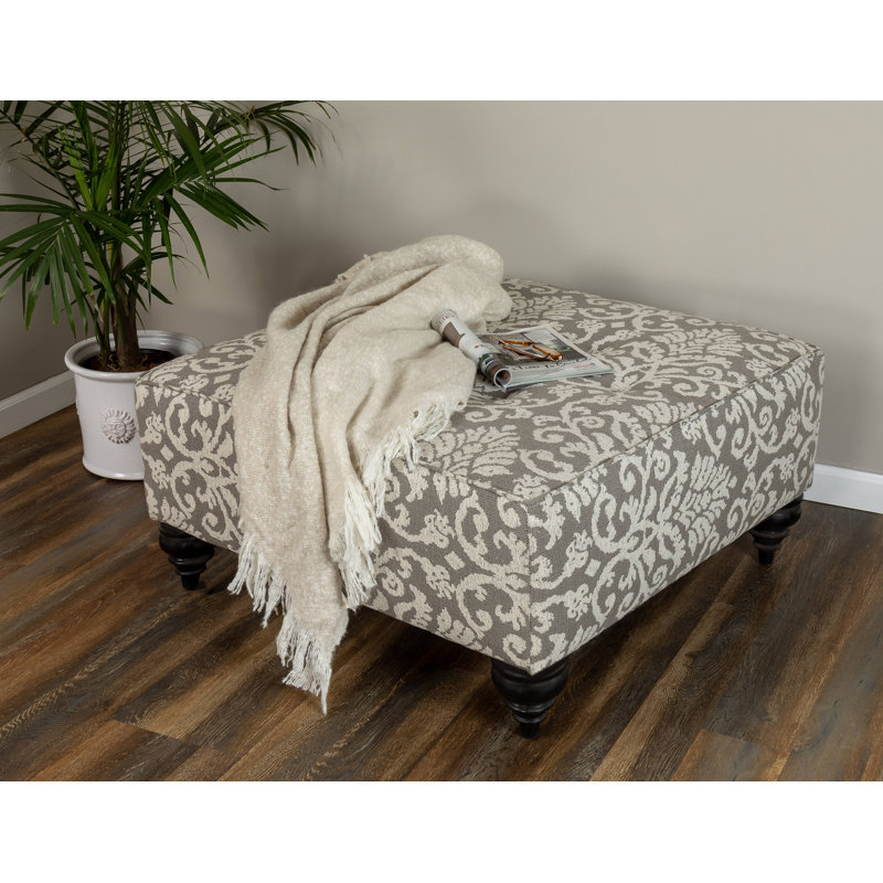 Repose-pieds Alcott Hill® Zaid, Gris / cachemire blanc