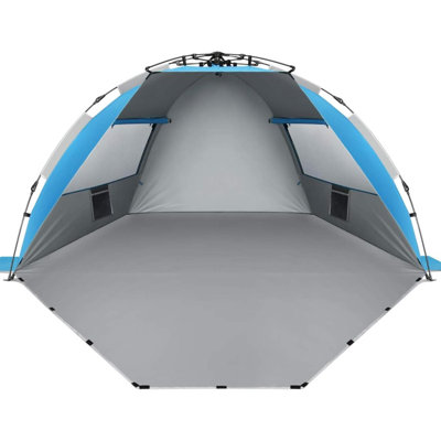 Beach Tent Sun Shelter  Portable Sun Shade Instant Tent For Beach With Carrying Bag  Stakes  6 Sand Pockets  Anti UV For Fishing Hiking Camping  Waterproof Windproof