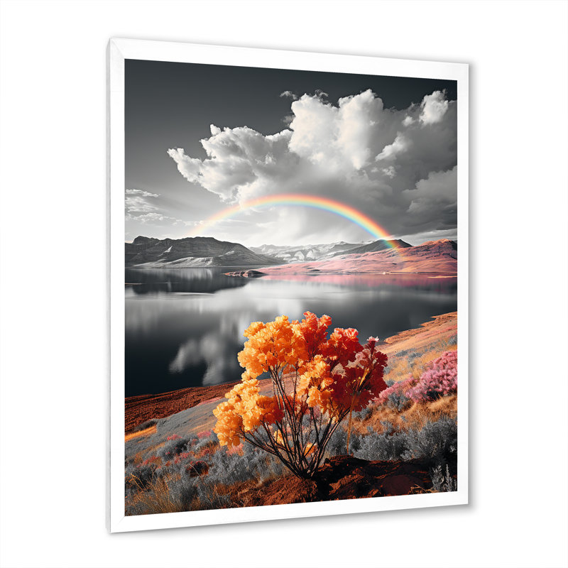 Paysage arc-en-ciel à contraste chromatique - impression, H 40 po x l 30 po x P 1,5 po, Cadre photo blanc