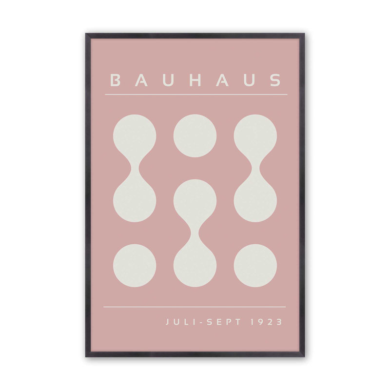 Impression sur roulettes rose Bauhaus Flow II, Reproduction encadrée sans passe-partout, Zinc patiné