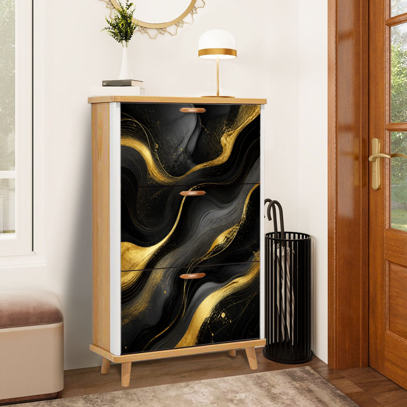 Armoire de rangement pour chaussures avec 3 tiroirs rabattables pour organisateur de rangement de chaussures ondulé élégant