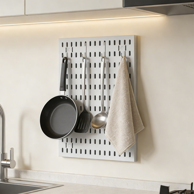 Support de rangement mural polyvalent pour égouttoir mural Rack No Punch, Blanc