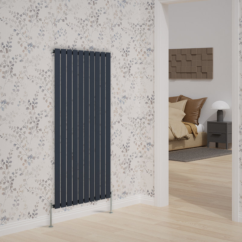 Briscoe Vertical Single Flat Panel Radiator, Anthracite, 160cm H x 68cm W x 5.2cm D