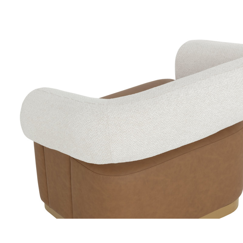 AGGIE SWIVEL LOUNGE CHAIR - COPENHAGEN OLIVE, Similicuir brun; coton; rayonne