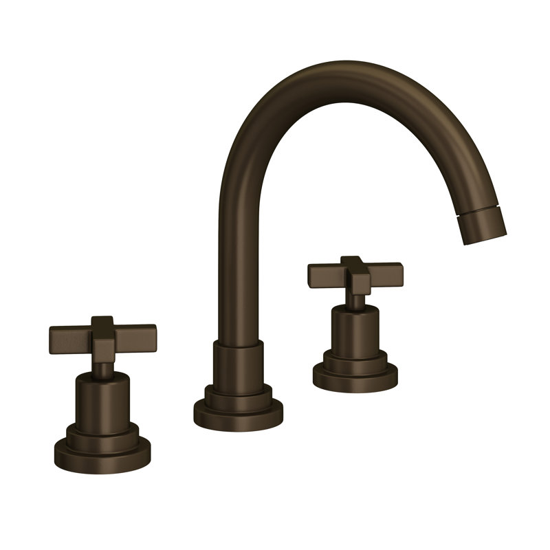 Lombardia® C-Spout Widespread Bathroom Faucet, Tuscan Brass, Cross Handle