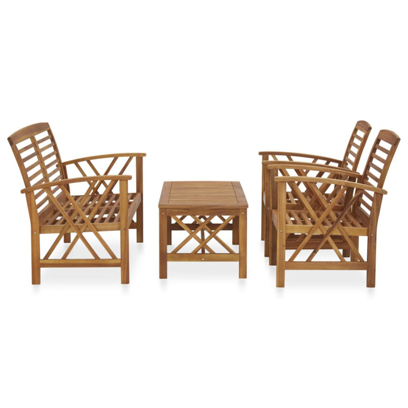 Adepeju 3 Piece Lounge Chair, 1x bench + 2x armchair + table, Brown