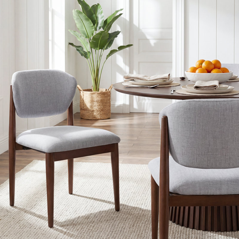Rowan Set of 2 Upholstered  Solid Wood Side Chairs, Walnut