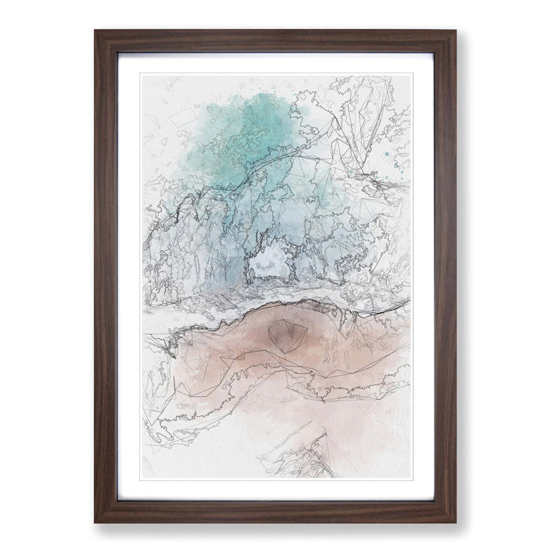 Sandy Beach in Abstract - Picture Frame Graphic Art Print, 50cm H x 35cm W x 2cm D, Walnut