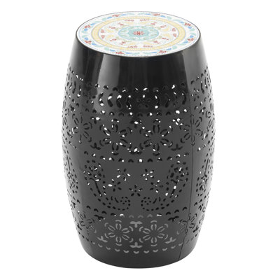 12" Side Table - Black | Alluring Mosaic Accent With Ceramic Tile Top And Iron Frame Ideal For Different Indoor Outdoor Places Like Patio, Poolside, Deck Functional Snacks, Beverages, Plant Stand