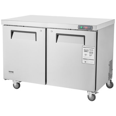 Table de préparation commerciale pour sandwich et salade 48 po, station de préparation d'aliments réfrigérés en acier inoxydable de 12,9 pieds cubes avec 2 portes, réfrigérateur sans givre avec serrure pour restaurant, bar