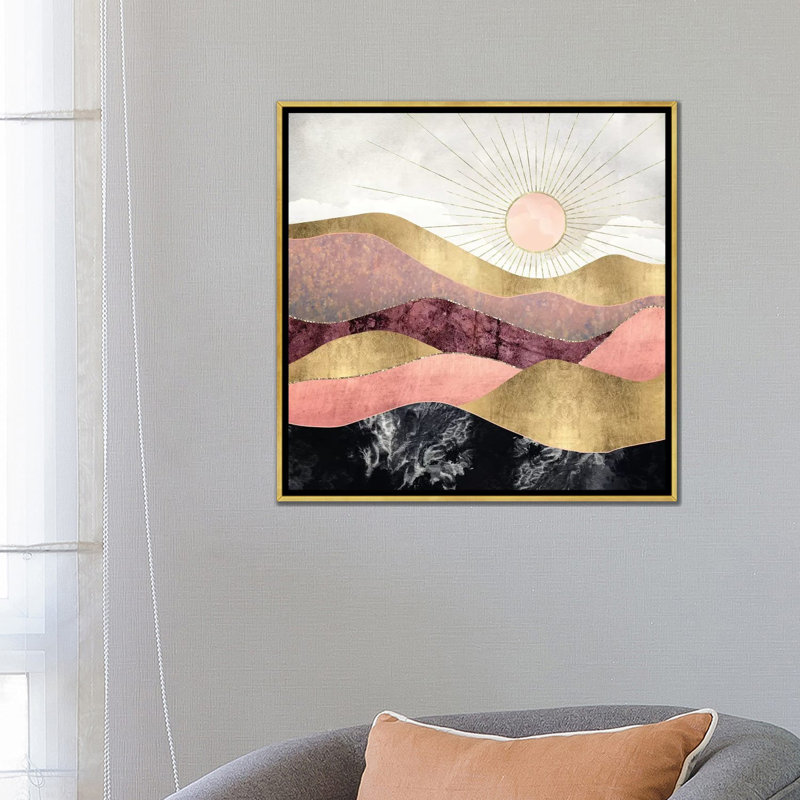 « rosé sun » par spacefrog designs-print, H 26 po x l 26 po x P 1,5 po, Toile encadrée d'or