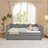 Cozy Gingham Daybed With Trundle Twin Size Sofa Bed, No Box Spring Needed, With Usb Port & Wave Shape, Linen Fabric-401463789