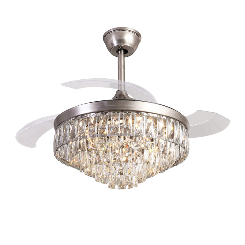 42" Crystal  LED Ceiling Fan Light With Remote Control