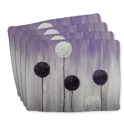 Braided Polyester Placemats Set of 4 - Purple White Allium