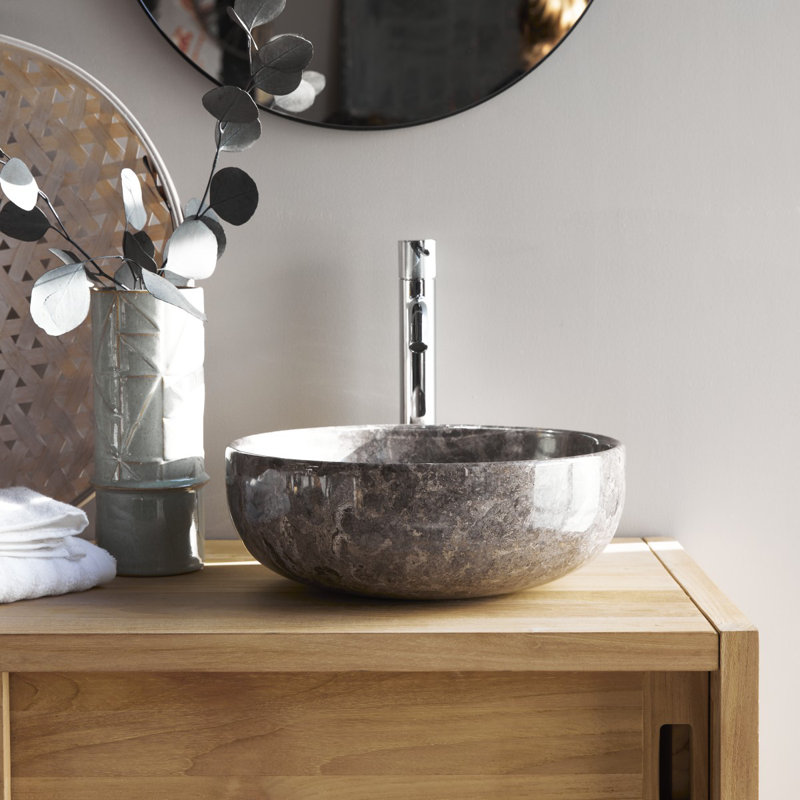 Pia Light Gray Marble Bathroom Sink, Light Gray