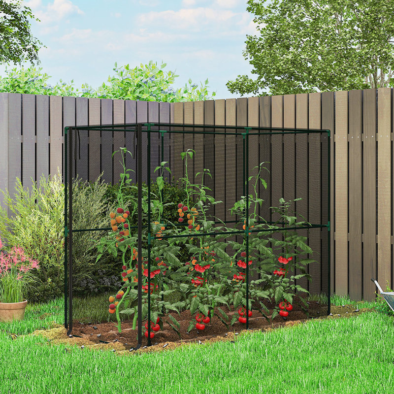 Outsunny Fruit Cage Bird Netting Heavy Duty Zipped Door 2 x 1 x 1.6m Black