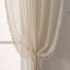 Ensemble de 2 panneaux de rideaux en dentelle WAZZIO Boho - Voilages en mélange de coton rétro avec motif géométrique au crochet et garniture à pampille, passe-tringle filtrant la lumière semi-transparente pour le salon (paquet de 2)-113960104-113960105