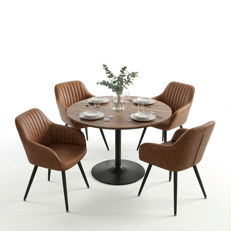 Chaises de salle à manger rembourrées modernes avec accoudoirs, fauteuils de baril en similicuir, chaises de cuisine et de salle à manger capitonnées Channel