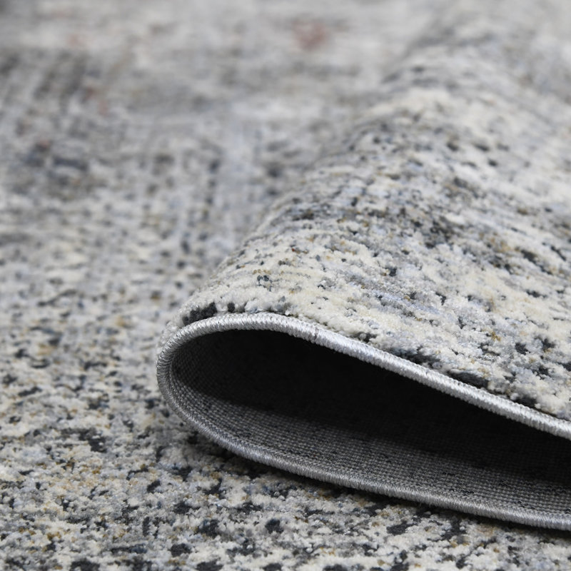 Rosslyn Transitional Gray 7'10" x 9'10" Synthetic Oriental Area Rug