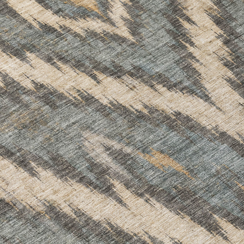 Tapis Ceajay ACN3071 Ikat lavable à la machine pour intérieur/extérieur, Graphite, 9' x 12'