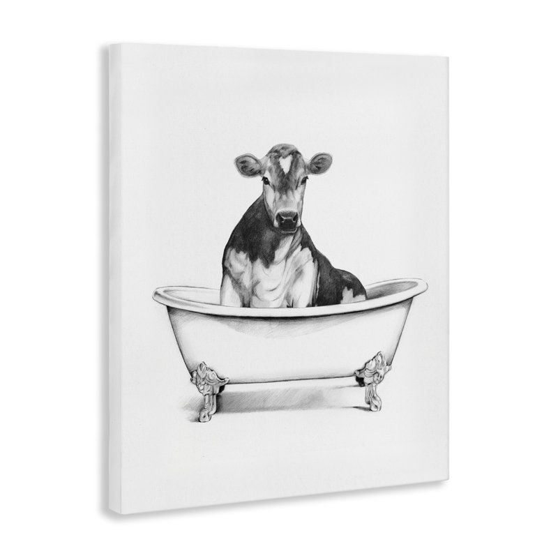 Antique Tub with Cow Canvas Wall Art by Victoria Borges bp-863_CN, H 30 po x l 24 po