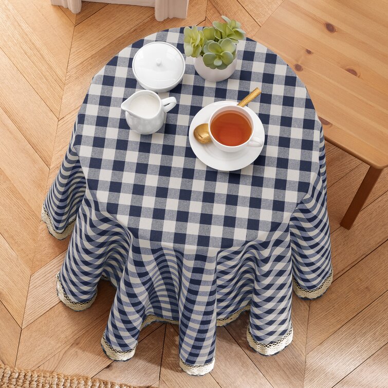 Plaid Checked Cotton Blended Dinner Table Cloth Napkins Placemats