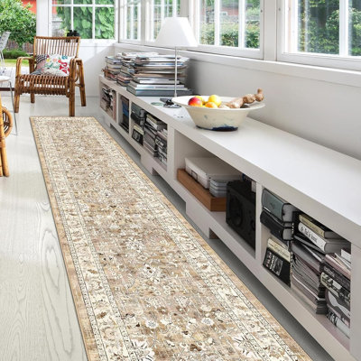 Boho Floral Kitchen Runner Rug Washable