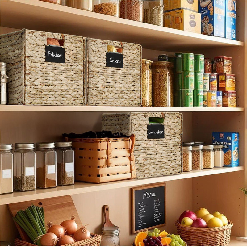 Panier de rangement pliable en jacinthe avec cadre en fil de fer
