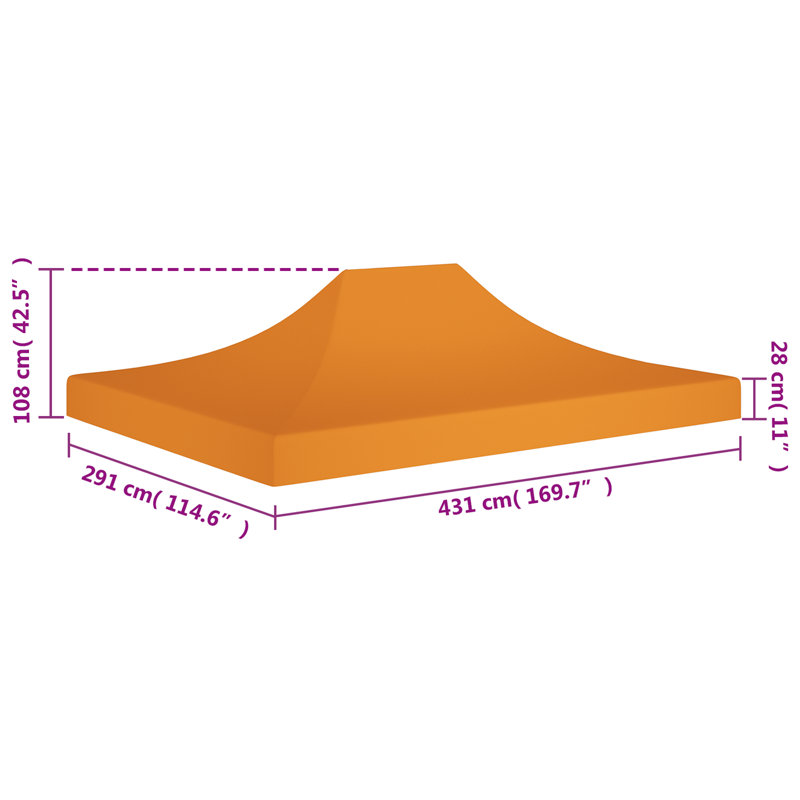 Avilla 4.3m x 2.9m Party Tent Roof, Orange