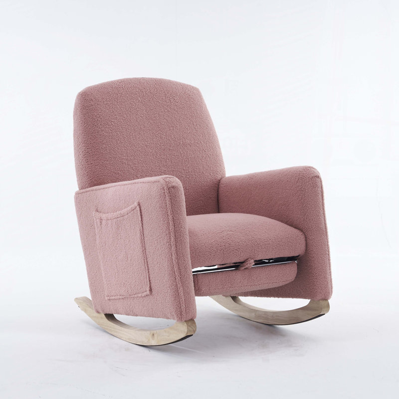 Cotton Linen Fabric Nursery Rocking Chair, Pink