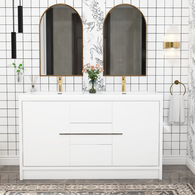 Fillian 58.5 " W Double Vanity Bathroom Vanity With Resin Top