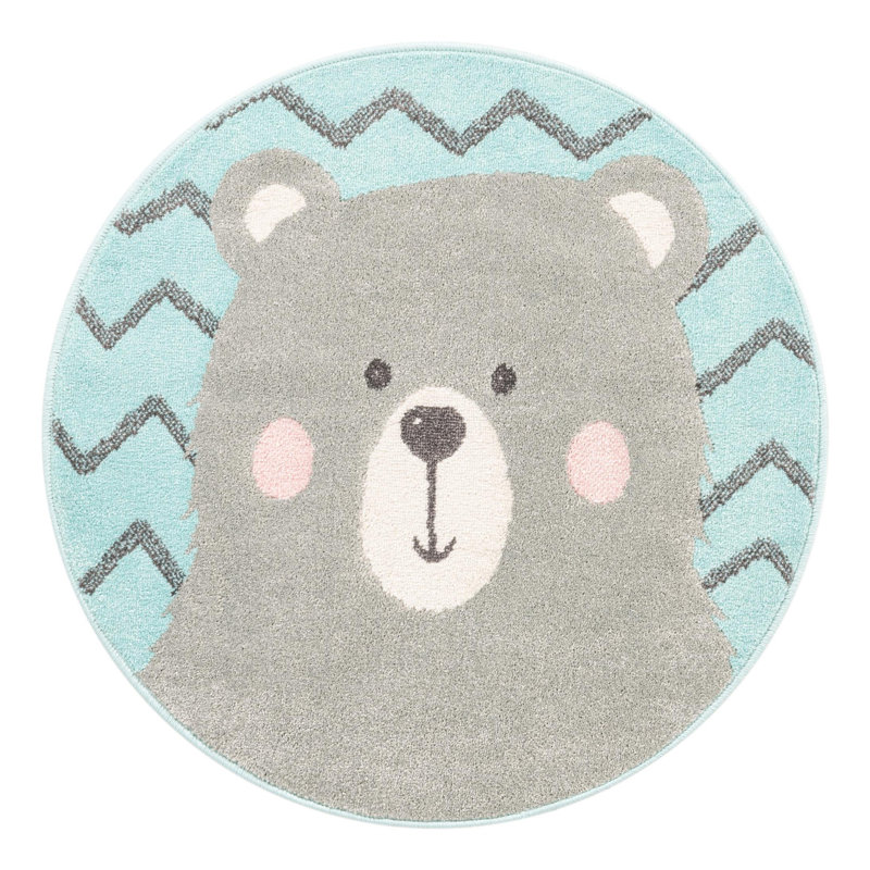 Tapis pour enfant Whimsy Kids, Rond 3 pi 3 po, Bleu/gris